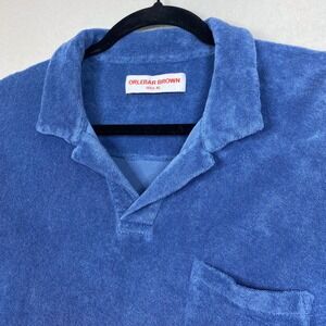 Orlebar Brown Shirt Mens Size XL Blue Terry Towelling Polo